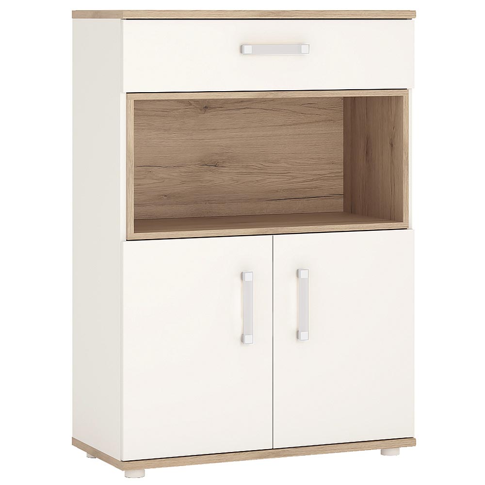 4KIDS 2 door 1 drawer cupboard with open shelf opalino handles